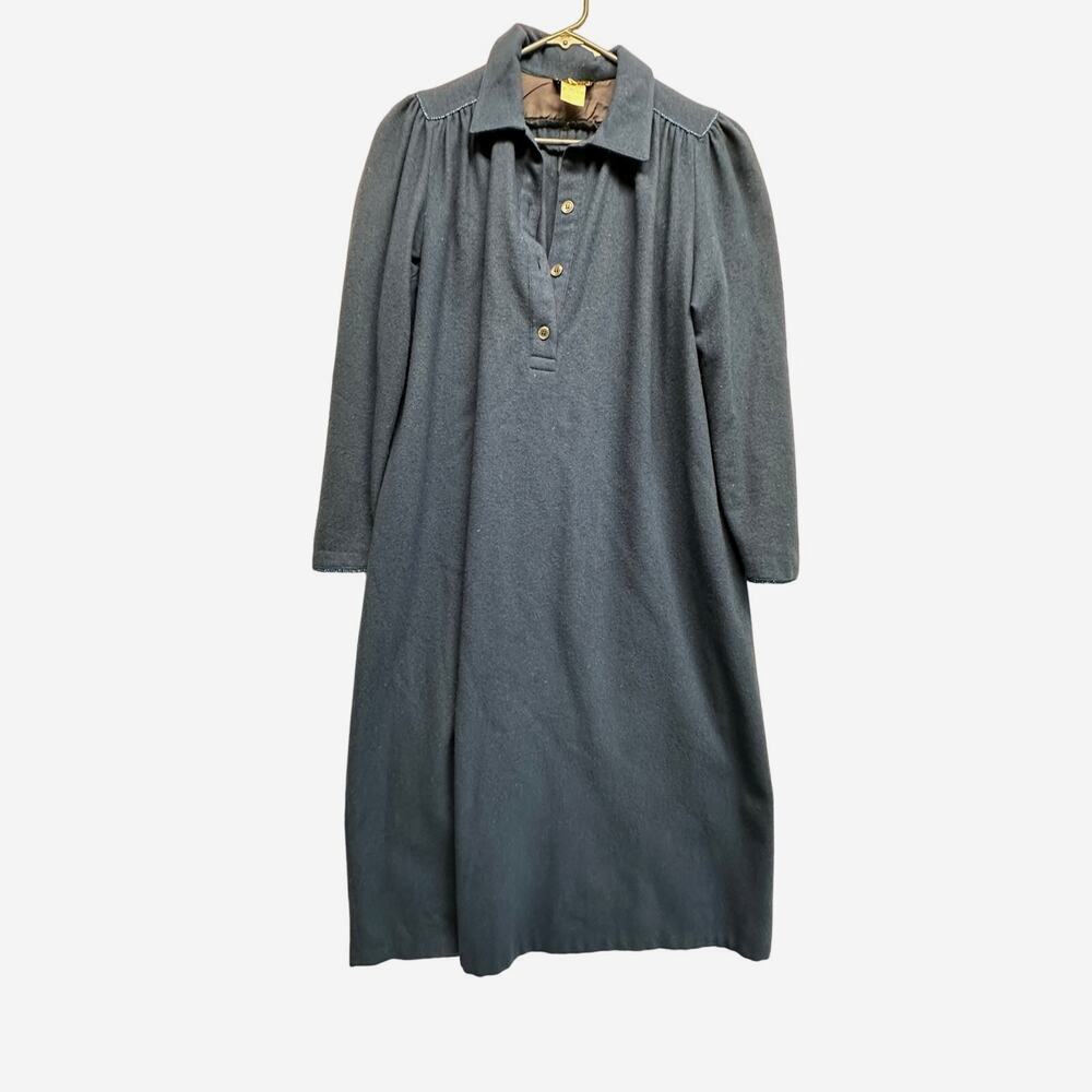 VTG Bess‎ Made in Italy Lamb Wool Blend LS Vintage Blue Dress 42 READ